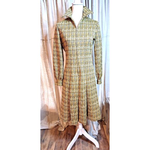 1960s 70s Vintage Dress w Vest Long sleeve Hand Made - Picture 7 of 12